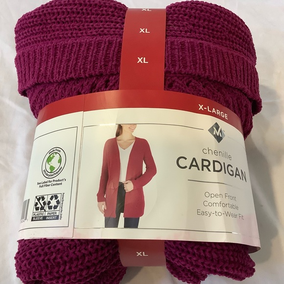 NWT New Member's Mark Chenille Cardigan Size XL, Dark Raspberry Color - Picture 10 of 14